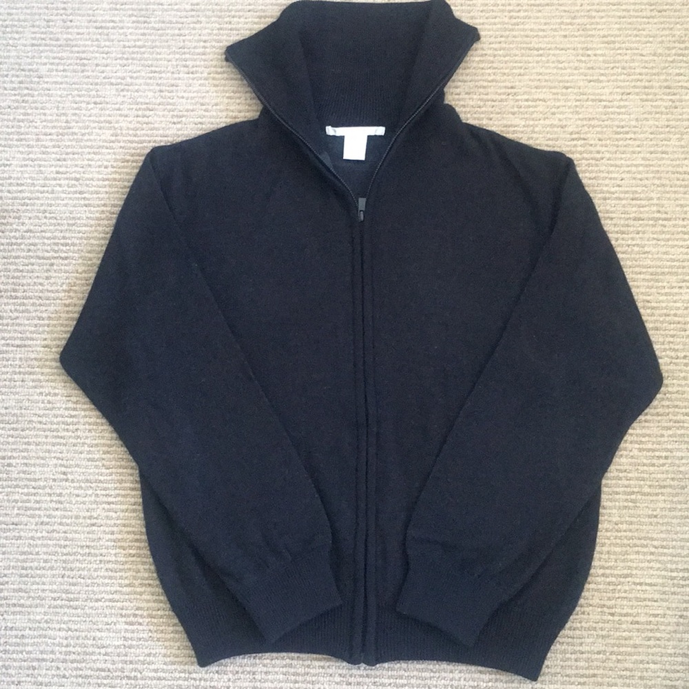 Perry Ellis Turtleneck Black Full Zip Sweater